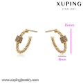 93331 Wholesale simply fashionable women jewelry 18k gold plated hoop earrings with tiny CZ dimond